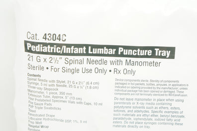 CareFusion 4304C Pediatric/Infant Lumbar Puncture Tray 21G x 21/2inch Ndle (x)